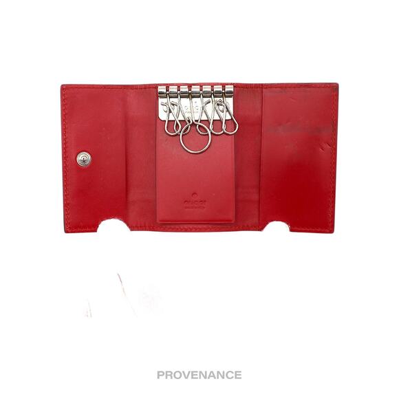 🔴 Gucci GG Web 6 Key Holder - Red Guccissima Leather - Picture 7 of 10